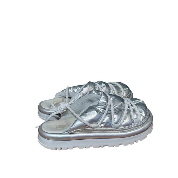 UGG Hi Shine Spaceslider Women's Slide Slippers Metallic Silver size 9 - Picture 1 of 8